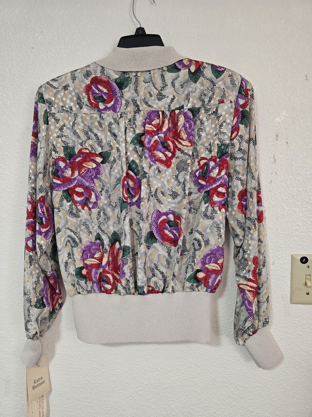 NWT Vintage 80s Castleberry Floral Knit Polo Blouse Size 14 Made in USA Deadstoc - Picture 10 of 11
